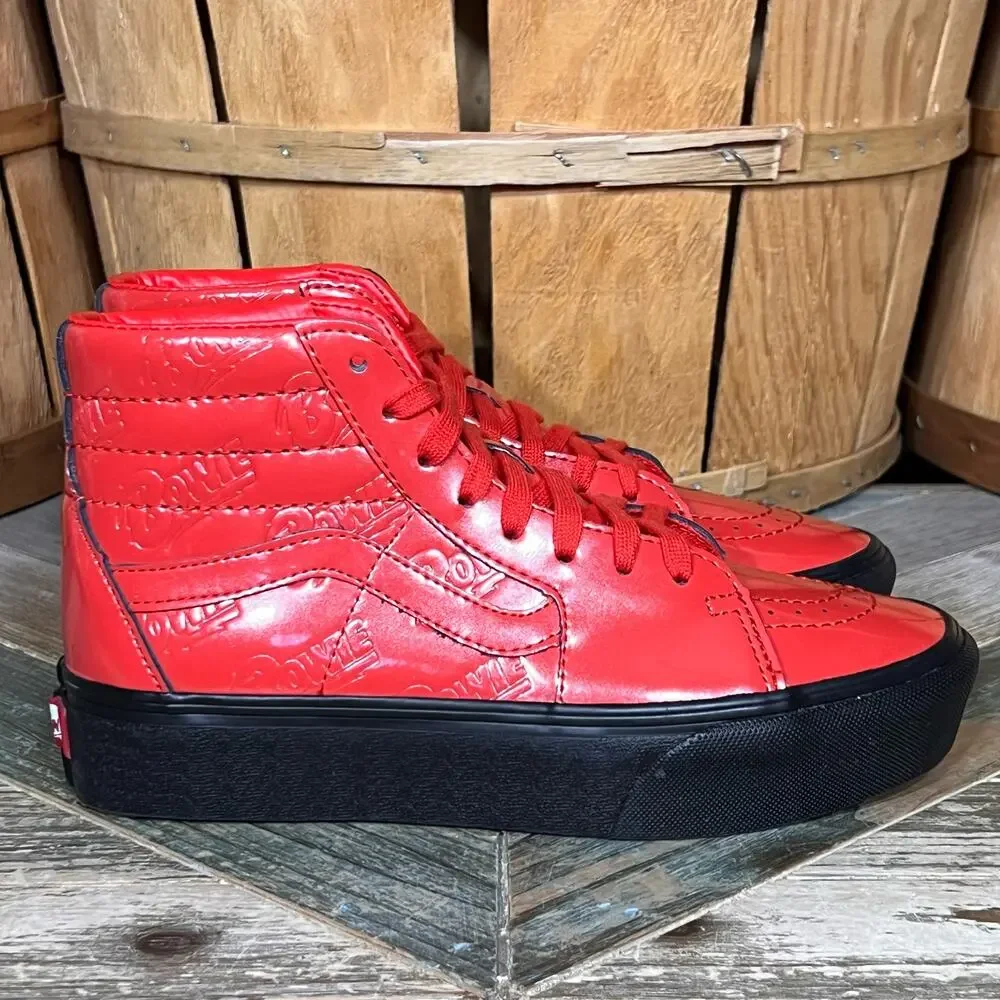Vans Sk8-Hi Platform 2 David Bowie Ziggy Stardust Red Patent Sneaker Womens 6.5